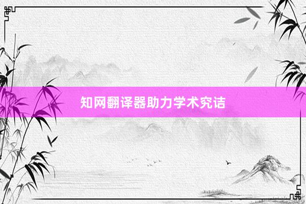 知网翻译器助力学术究诘